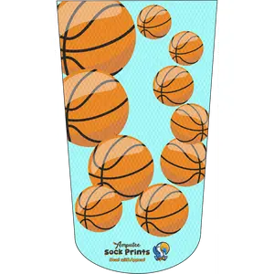 Amputee Sock"Basketball lgtbgnd V1", Prosthetic Limb Sock, 3ply Stump Sock