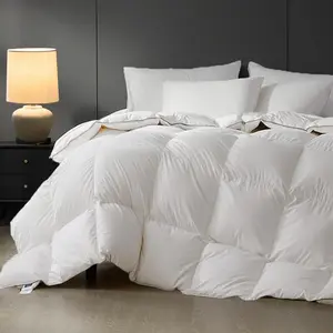 Size Down Comforter,Medium Weight -Season Duvet Insert with 8 Loops,Luxury Noiseless Bedding Comforter,White,90"x90"