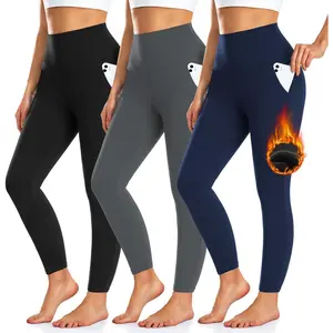 3 Pack Fleece Lined Leggings n with Pockets -Warm Winter Yoga Pants for n Thermal Running Workout Leggings