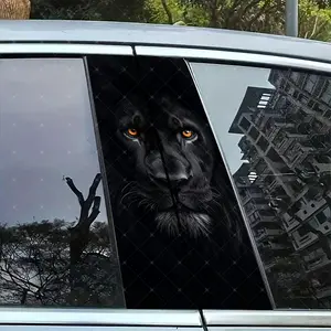 2pc Lion Vinyl Sticker, Car B Pillar Protection Decal, Sticker For Cars, Easy Peel & Stick, Sunproof Waterproof Scratch Resistant, All Car Models