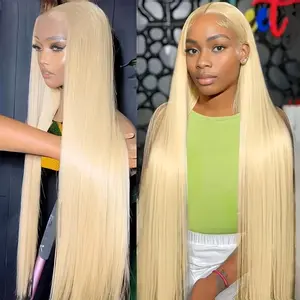 613 Blond Lace Frontal Wig Human Hair Straight 200 Density 13x6 HD Transparent Lace Front Wigs Lace Frontal Wig For Women 13x4