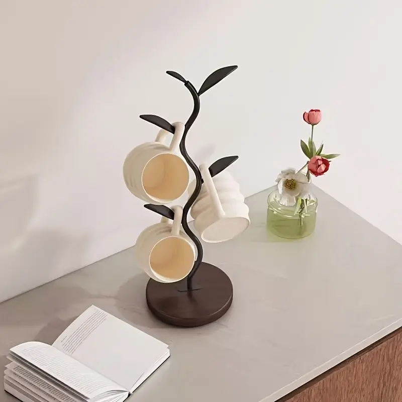 Modern Minimalist Tree Shaped Cup Holder Space Saving Wooden Desktop Organizer Desk Organizer Tidy Natural Wood Grain Effect No Electricity Needed Home Storage Office Desk Accessories