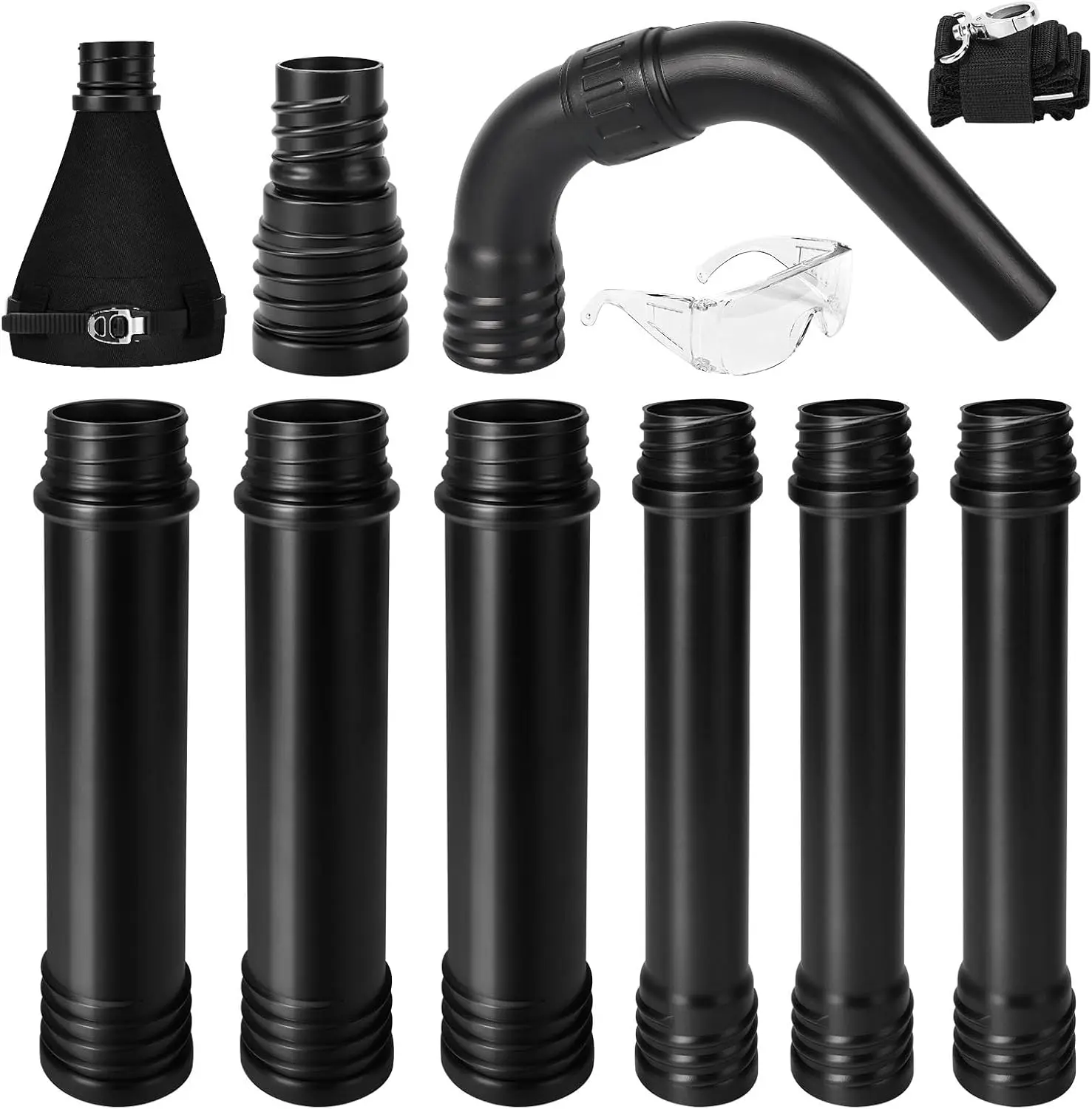 Upgraded Universal Gutter Cleaning Tools for Leaf Blowers, Compatible with Leaf Blower Brands EGO Power+, Worx, Black+ Decker, SUNCHERS, HEINPRO, RYAHT, DEWALT, Etc. Extends up to 11FT 3 BUZZLETT