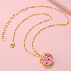 [Kitten Sequin Necklace] Cute Kitten Hollow Shakeable Sequin Animal Head Pendant Necklace - Adjustable, Party Music Festival Gift, Holiday Gift, Gift for Daughter, Gift for Granddaughter - 1pc