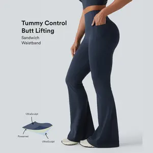 Halara UltraSculpt™ High Waisted Scrunch Butt Lifting Tummy Control Shaping Yoga Flare Leggings with Pockets