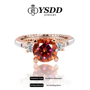 【#1 Firework】1-3Carat Sunset Synthetic Moissanite Ring in 925 Sterling Silver