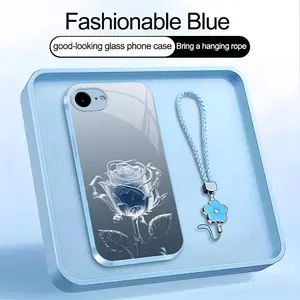 Suitable for [iPhone 16e] high-end phone case，a beautiful four-leaf clover lanyard is included,imple and elegant crystal rose pattern,a variety of colors are available for you to choose from YM99