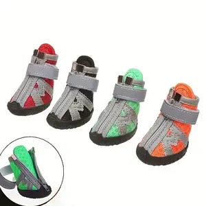 4pcs Non-Slip Dog Boots for Small to Medium Breeds - Protective Paw Gear, Prevents Slipping & Dirt, Easy Hook-and-loop Fastener Closure