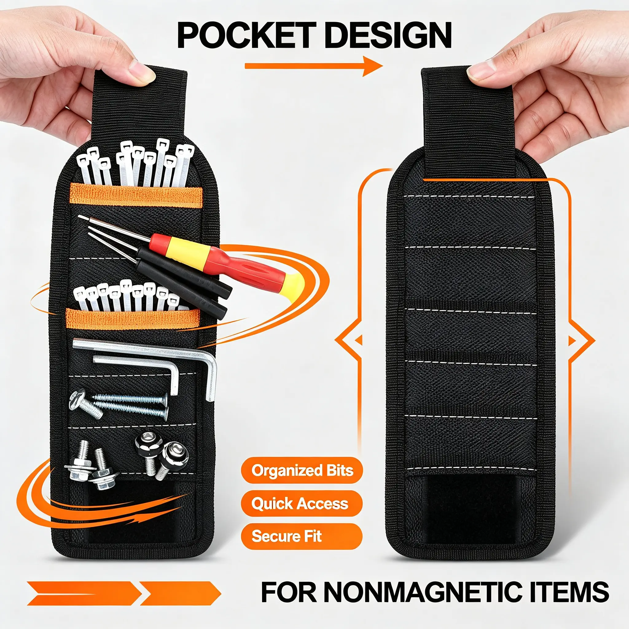 Magnetic Wrist Tool Holder – Hands-Free Magnetic Wristband for Screws, Nails, Bits & Small Tools, Adjustable Comfortable Work Wristband for DIY, Home Repair, Woodworking, Construction, Mechanics & Crafts
