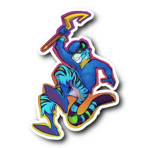 Sly Cooper X MysticWildcraft Furry Sticker - Colorful High Opacity Vinyl, Bubble-Free Application, Durable Indoor Use, 95µ Density, Fun Design for PS2 Game Fans