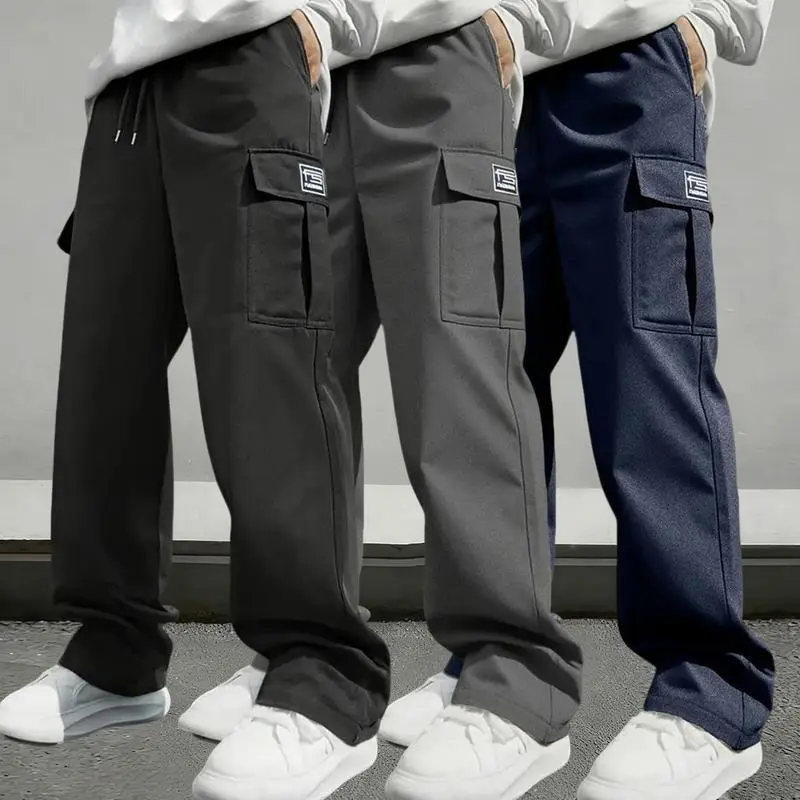 Men's Work Pants (3PCS) - Menswear, Multi-Pockets, Straight-Leg, Comfortable, Versatile All-Season Casual Streetwear Trousers