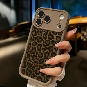 Vintage Brown-Black Wild Leopard Print Fashion Pattern TPU phone case for iPhone 17 Air 16 Pro Max 15 14 Plus 13 12 11 XR XS stylish camera protection Shockproof Anti Drop Durable Phone Case.
