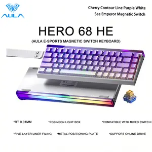 AULA HERO68HE Esports Keyboard Wired Hall Effect Magnetic Switch Keyboard With Adjustable Start Quick Trigger Mode 8KHz Polling Rate 0.125 Millisecond Delay Side Printing PBT  Key Cover RGB Backlight gaming  keyboard new  keyboard