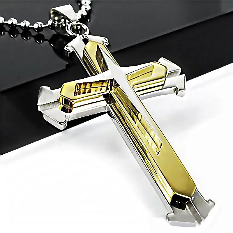 2024 New E-commerce Dark Knight Men's Necklace with Inlaid Diamond Cross Pendant Stylish Trendy Accessory for Foreign Trade Jewelry 30g 2024 New E-commerce Dark Knight Men's Necklace with Inlaid Diamond Cross Pendant Stylish Trendy Accessory for Foreign Trade Jewelry 30g
