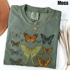 Comfort Colors Vintage Butterfly & Moth TShirt, Cottagecore Aesthetic T-Shirt, Gift For Her, Nature Lover Tee, Boho Clothing, Botanical Outfit