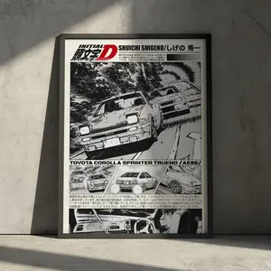 Initial D Anime POSTER UNFRAMED  Print Wall Decor, Takumi Fujiwara Manga Art Wall Decor, Birthday Gift for Anime Fan, Vintage Motorsport Aesthetic,