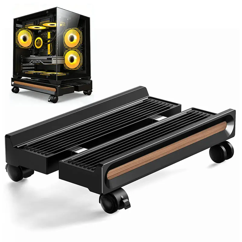 Mobile CPU Stand with Wheels, Adjustable PC Tower Stand with Locking Casters, Ventilated Computer Floor Stand, Heavy Duty 80LB Load Capacity