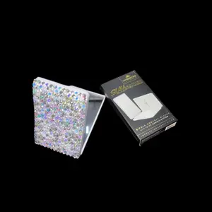 White & Luminous Crystal AB Slay Square Pocket Mirror