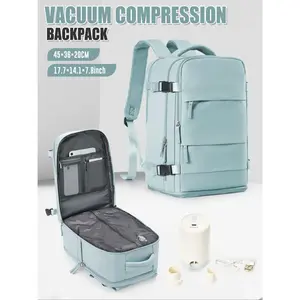 Three-piece vacuum travel bag set, equipped with detachable vacuum bag, electric air pump, large-capacity backpack, detachable design, multi-layer pockets, casual style, Travel Backpacks