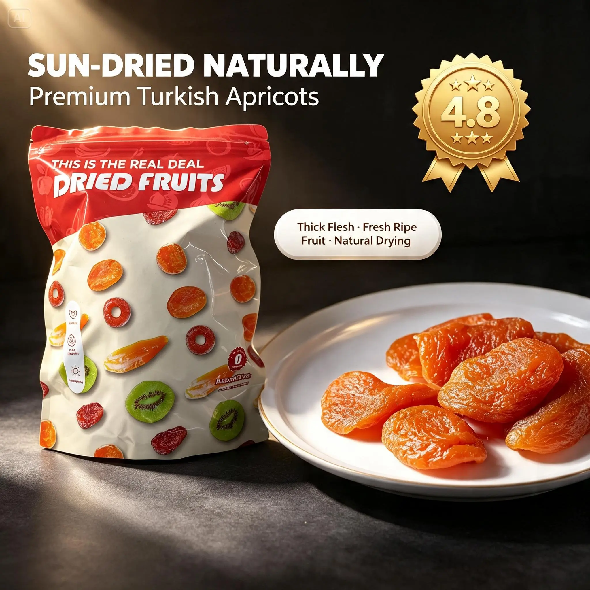 They're not just delicious snacks, but also provide excellent support for your heart, blood pressure, and metabolism. 100% Natural: No artificial flavors, colors, or preservatives. Pure and healthy. - Natural Dried Apricots