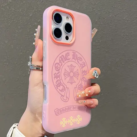 Y2K Gothic Cross Hybrid Smartphone Casing for iPhone 18Pro Max,17,16,15,14,13,12 - Vintage Colorful Chrome Grunge Jelly 2-in-1 Soft Anti-Drop Shockproof Streetwear Bumper Protector, Cellphone Accessory