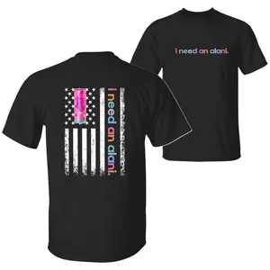 Alani Nu Energy Drink Pink Slush American Flag T-Shirt, Funny 4th of July Graphic Tee, Patriotic Red White and Blue Shirt, 100% Cotton Unisex Casual Streetwear, Trendy Summer Holiday Outfit, Perfect Independence Day Party Gift
