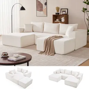 【2-3 Packages】110” Cloud Sectional Couch, Boneless Sofa for Living Room, Modern Modular Couch with Deep Seat, Upholstered Sofa with L-Shaped Chaise, No Assembly Required