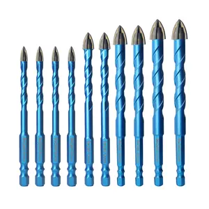 10pcs Masonry Diamond Drill Bits,BeQell 1/4"-1/2" Concrete Diamond Hole Saw Kit  Wood Plastic Brick Ceramic Tile,Carbide Tips Quick Change Shank Core Drill Bit