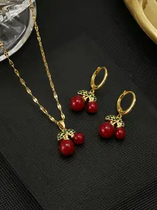 Cherry Pendant Fashion Stainless Steel Necklace, Summer Versatile Elegant Accessory, Simple Cute Design for Any Occasion, Fashion Jewelry Accessories