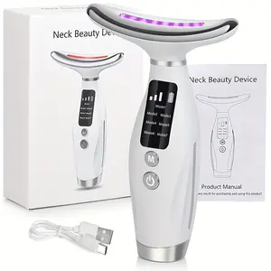 Rechargeable Facial Neck Skincare Instrument, 7 Modes, USB Charging, Vibration Heating Massage, Ergonomic Design, Beauty Tool