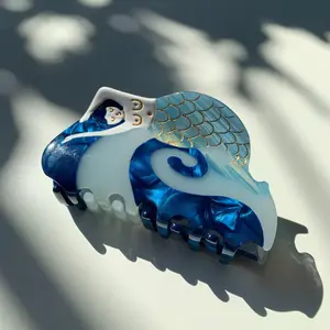 Velvet Claws The Mermaid in Nudie Blue Hair Clip - 4" Resin Claw for Secure Hold - Lightweight & Unique Gift for Ocean Lovers