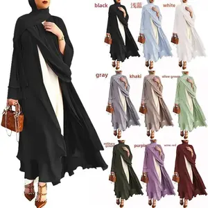 Ivory New Arrival Cross-Border Bestseller Chiffon Cardigan Elegant Long Dress Solid Color Dress 21419