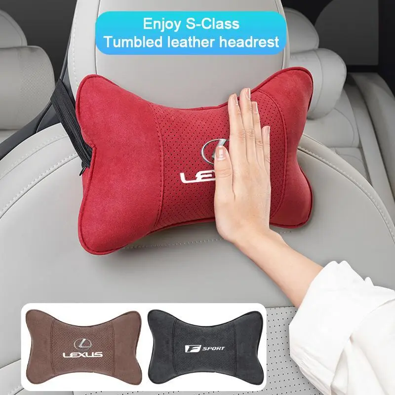Suede Car Interior Seat Neck Pillow, Comfortable Headrest for Adults Compatible with Lexus F SPORT ES UX 300e GS GX IS LS LX CT LC LBX NX RX 350h 450h