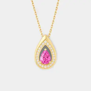 Teardrop Pink Birthstone Pendant
