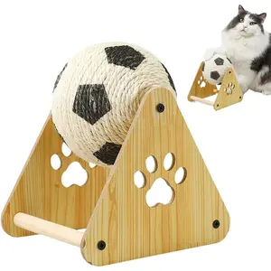 Wooden Cat Scratching Ball Toy - Durable Pet Grinding Ball for Small Animals
