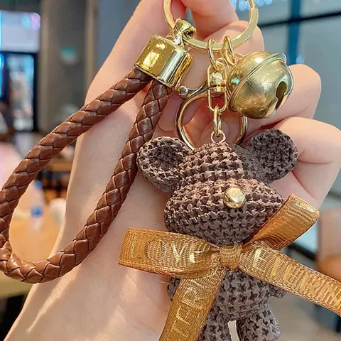 Set of Fun Gift Keychains with Bell Bowtie Bear, Cute Design Keychains for Family and Friends, Perfect Simple Accessories for Any Occasion, Keychain Kawaii, Teddy Keys, Trendy Cute Keychain, Cute Keychains for Car Keys