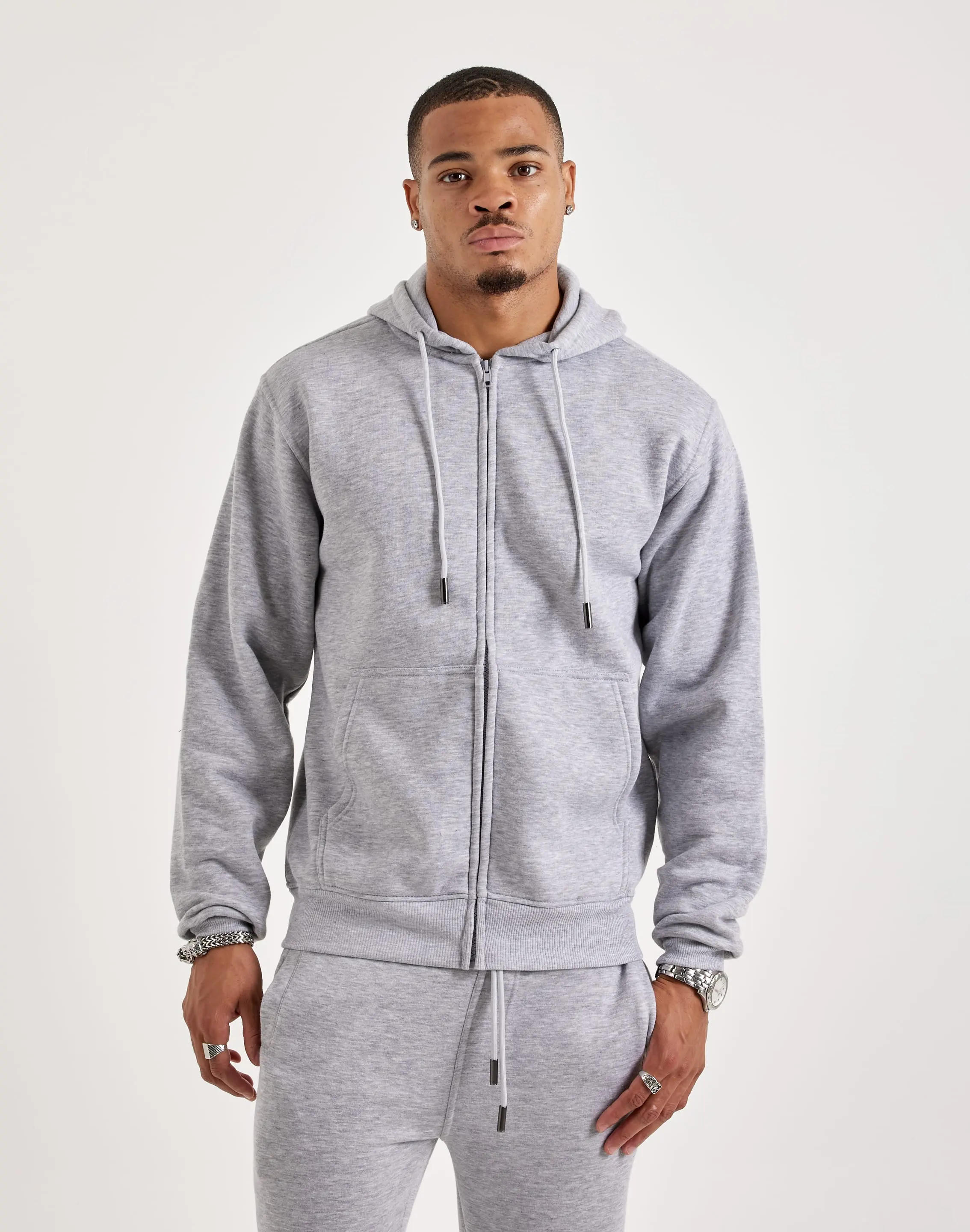 Mens DH Essentials Basic Full-Zip Fleece Hoodie