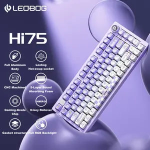 Leobog Hi75 Portable Gaming PC Mechanical Keyboard, 16 RGB Backlit Compact 81 Keys Mini Wired Office Keyboard with Original Switches & Rotating Button & Aluminum Alloy Shell for Windows Laptop PC Mac