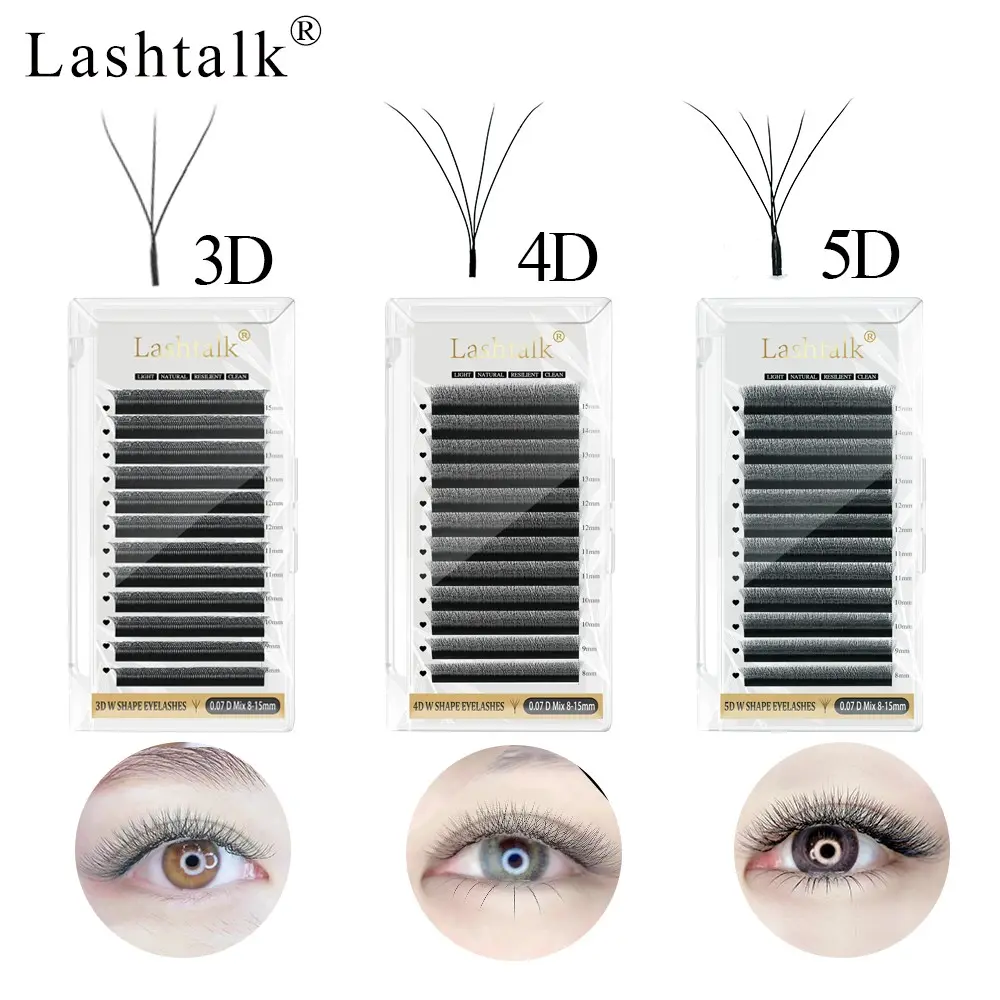 Lashtalk 1Box 3D4D5D W Shape Mix8-12/8-15mm C/D Curl Bloom Auto Flowering Premade Fans Eyelash Extensions Natural Soft From Nagaraku Makeup Individual Lash Extensions