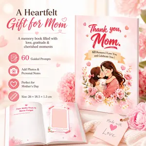Heartfelt Gift for Mom Memory Book with 60 Guided Prompts Add Photos Personal Notes Perfect for Mother's Day 26x18.5x1.5cm
