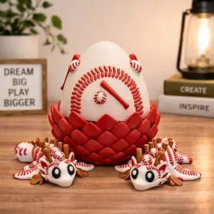 Dragon Egg Baseball Figurine with Dual Dragons Inside – Decorative Desk & Room Accent for Teens & Adults – Creative Gift for Birthdays, Holidays & Special Occasions