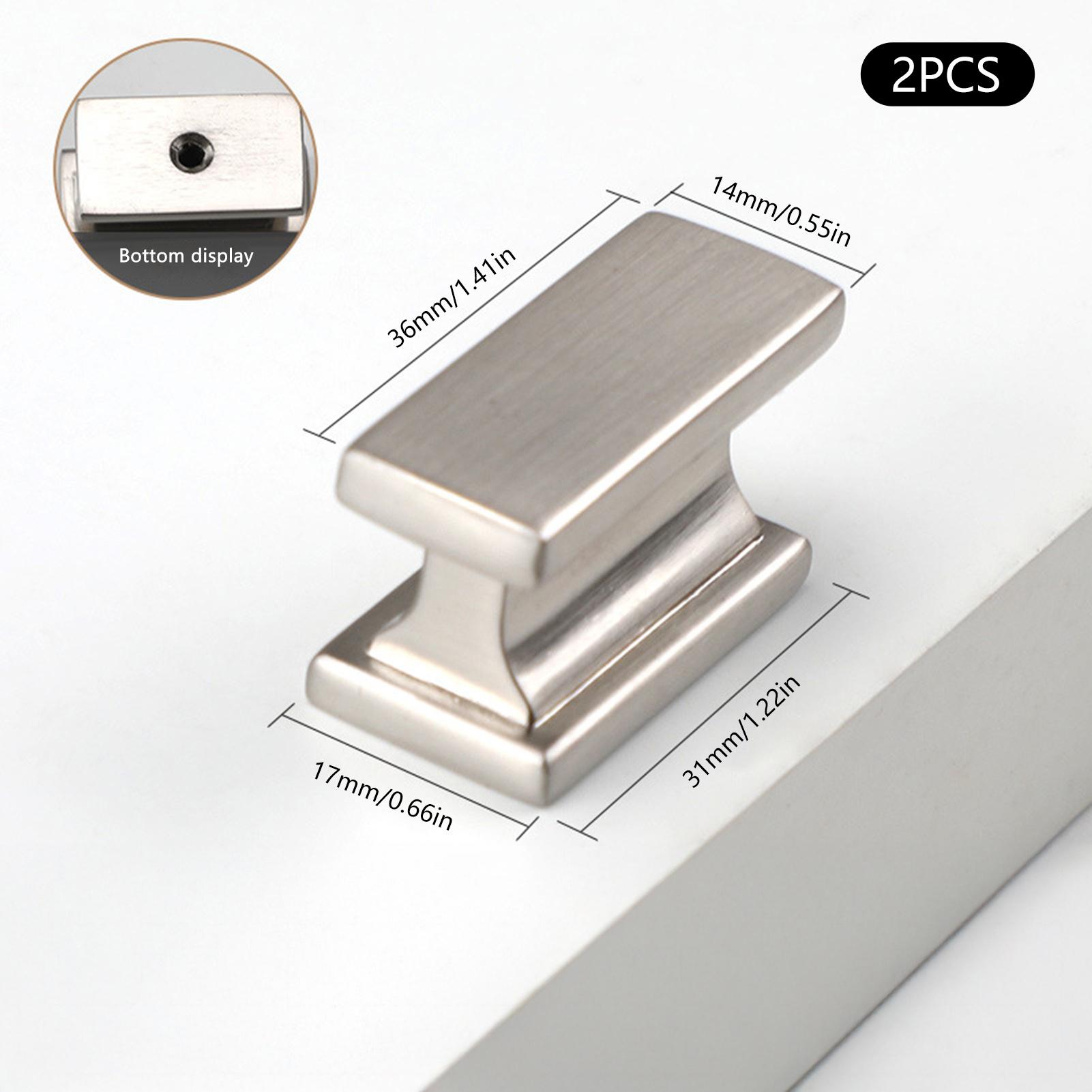 2PCS Square Cabinet Knobs, Brushed Nickel Finish, Modern Decorative Pulls Handles for Drawer Closet Kitchen Cupboard, Heavy Duty Easy to Install, Upgrade Thickened Design, Gold Color Optional