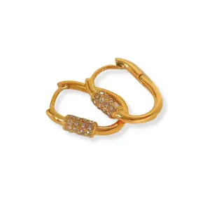 Hoop earrings with cubic zirconia | gold
