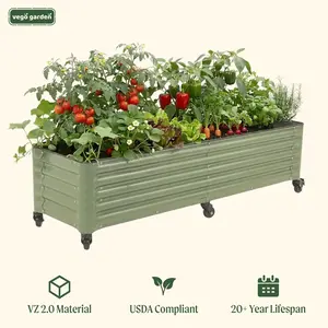 Vego garden Classic Rolling Garden Bed – 1.75' Mobile Metal Raised Garden Bed for Patio, Deck, Balcony – Deep Planting Space, Durable & Easy to Move