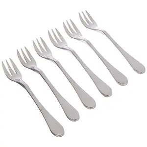 Knork Stainless Steel Cocktail Fork (Set of 6), Matte Silver Cutlery Tableware