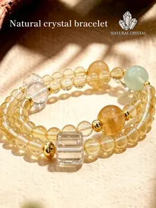 Natural Multicolored Yellow Topaz Crystal Delicate BraceletCareer Benefactor Luck, Protection and Peace, Calming and Stabilizing: Handcrafted Fine String, Personalized Layering / Niche Outfit, Eye-Catching Spiritual Accessory for Daily Outings