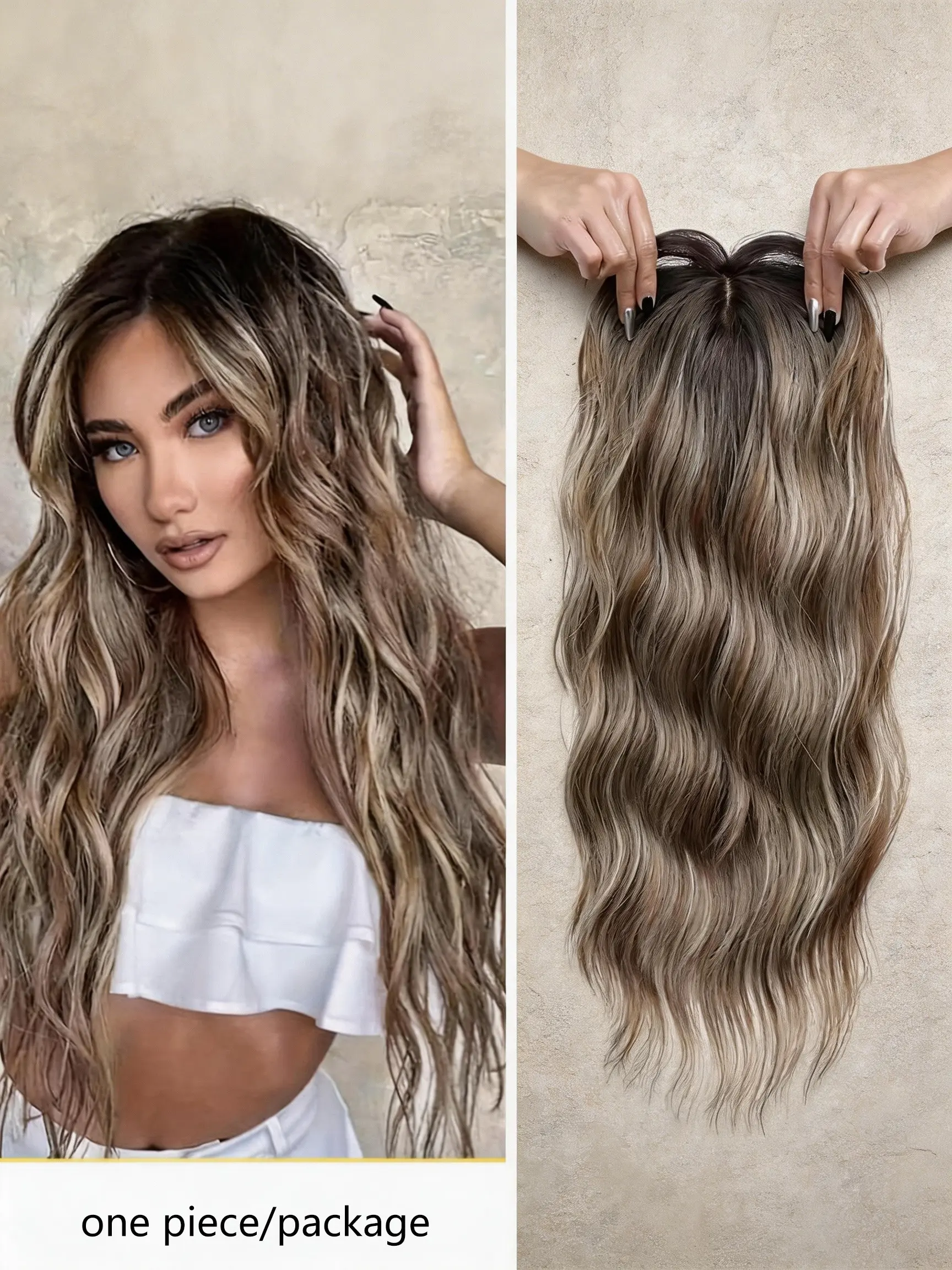 Hair Topper for Women | 22 Inch Wavy Clip-In with Bangs 