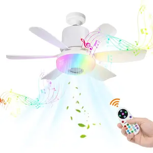 18.5 Inch Ceiling Fan Light with Bluetooth-compatible Speaker, RGB Color Changing, Timer, Dimmable, Ideal for Bedroom and Home Decor Lighting