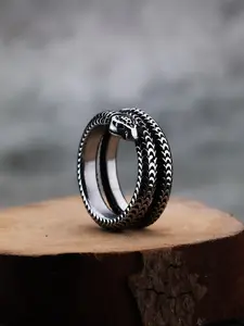 Vintage Snake Design Stainless Steel Ring, Fashion Jewelry for Party, Daily Clothing Decor, Trendy All-match & Exquisite Jewelry for Birthday Gift