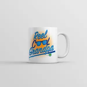Reel Cool Grandpa Mug Funny Sarcastic Fathers Day Fishing Coffee Cup - 11oz Funny Coffee Mugs Ceramic Printed Drinkware Cup